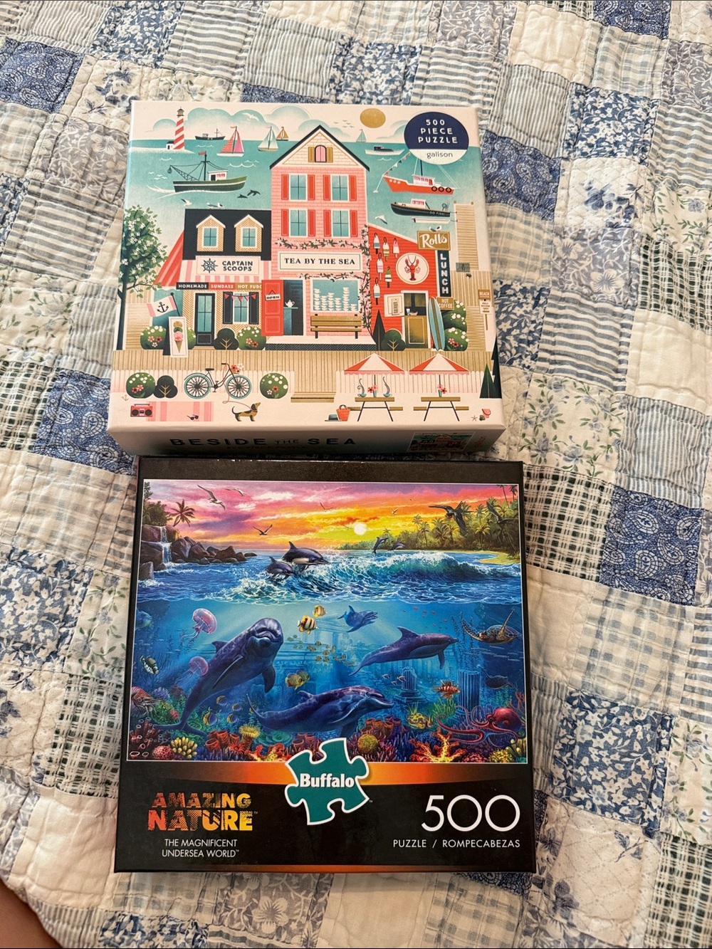 Two 500-Piece Amazing Nature Ocean Puzzle - Blue